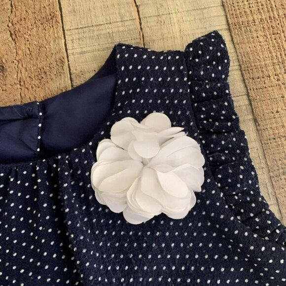 Pippa And Julie Girl's Size 5 Navy Blue And White Polka Dot Dress - Picture 3 of 8